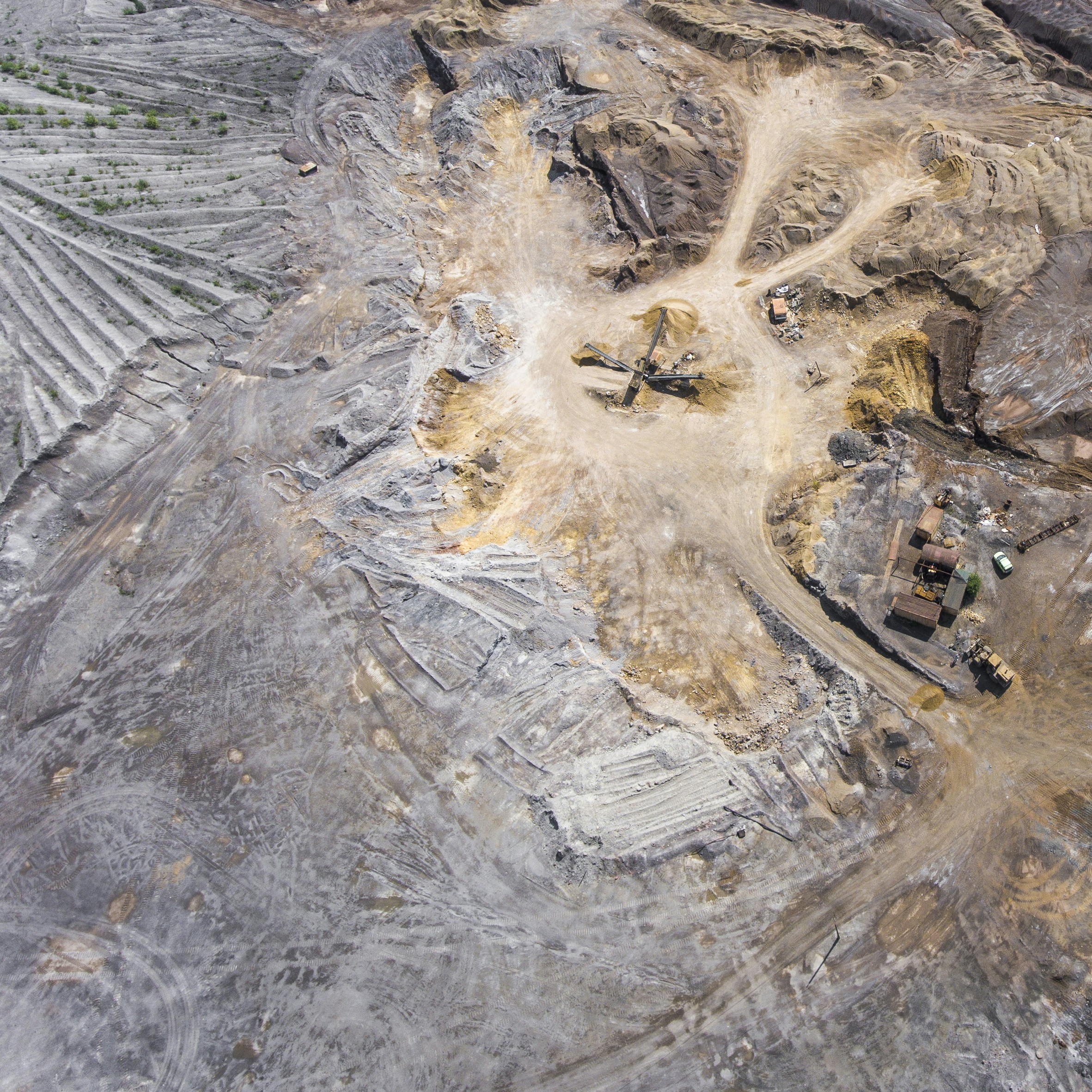 Aerial view of a quarry and processing operation